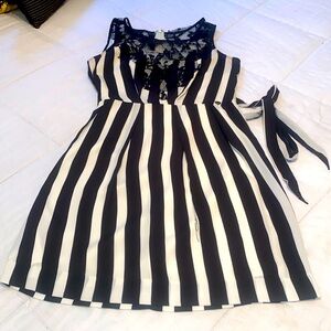 Guess Black and White Striped (Beetlejuice) Dress